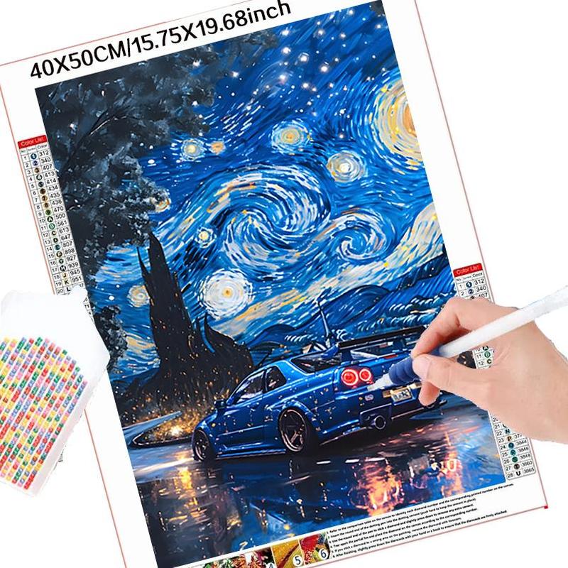 5D DIY Diamond Arts Colorful Painting Kit, Starry Night Mountain Pattern Diamond Arts Colorful Painting without Frame, Handmade Art Crafts for Home Decor