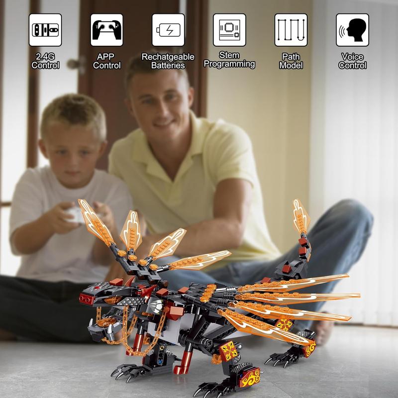 STEM Project Dragon Building Toys (521Pcs), Educational Birthday Gift Idea for Kids Boys Girls 8-12, Remote Control & App Programmable Building Kit