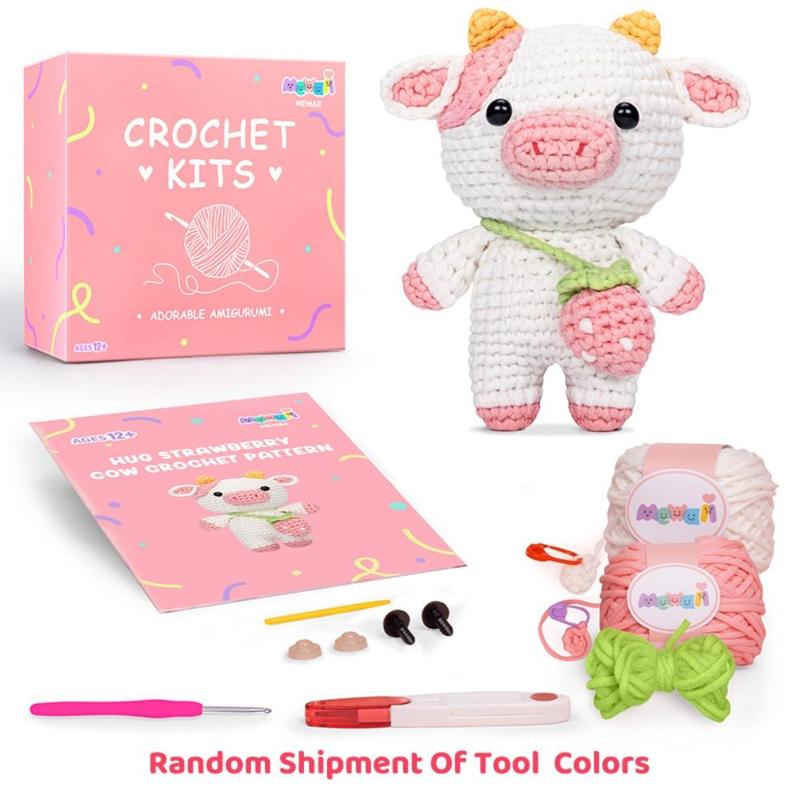 Mewaii DIY Crochet Kit for Beginners, 1 Set Complete DIY Kit Animals for Adults & Teens, DIY Handmade Knitting Supplies, Lovely Gift for Birthday [Package List As Picture Shown]