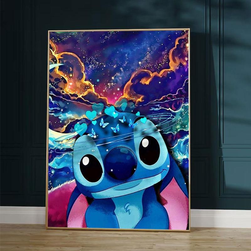 Cartoon Stitch Pattern DIY Painting By Numbers Kit Without Frame, 1 Set DIY Paint By Numbers Kit, Wall Art Decoration for Home Living Room Bedroom