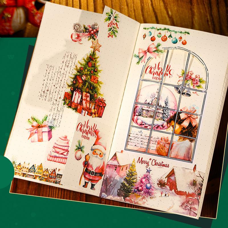 Vintage Christmas Themed Sticker, 20pcs bag Scrapbooking & Journal Making Material Paper, DIY Decorative Sticker for Stationery Computer Water Bottle