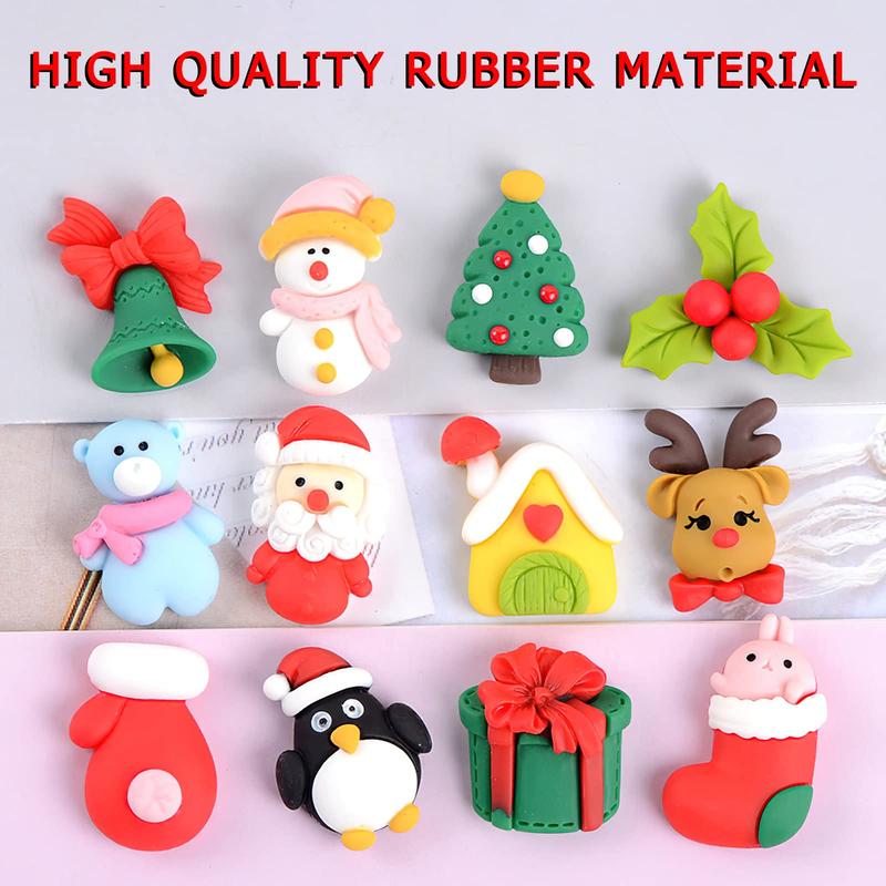 Random Color Cute Mini Christmas Decoration, 20pcs set Random Style Flat Back Resin Cabochons, Scrapbooking DIY Jewelry Craft Decoration Accessories