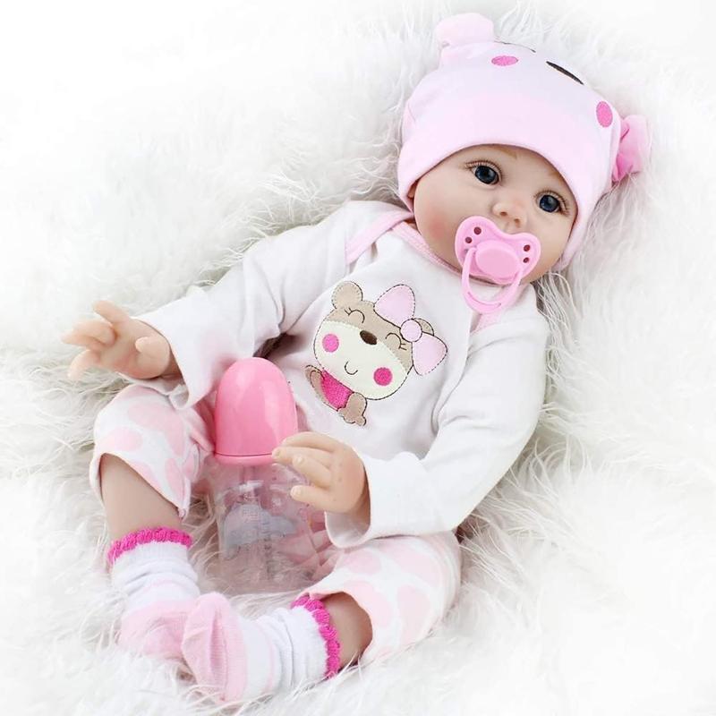 24inch 60cm Reborn Dolls Girl Doll, 1 Count Handmade Soft Vinyl Silicone Realistic Newborn Doll, Stocking Fillers Gift, Christmas Gift