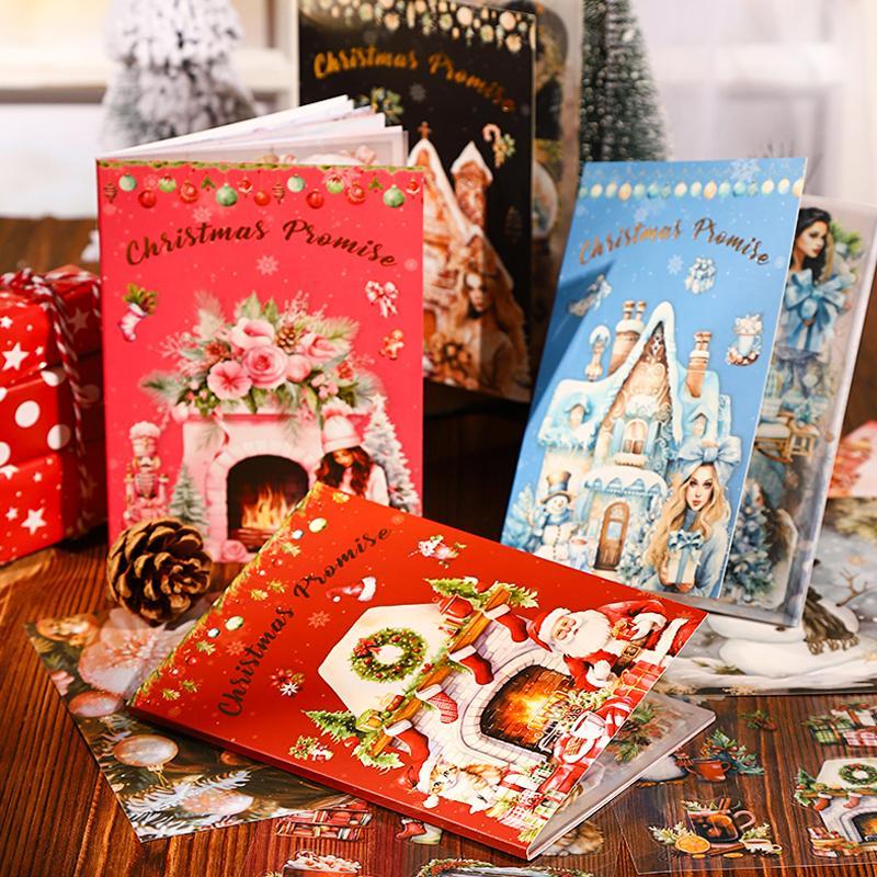 Vintage Christmas Themed Sticker, 20pcs bag Scrapbooking & Journal Making Material Paper, DIY Decorative Sticker for Stationery Computer Water Bottle