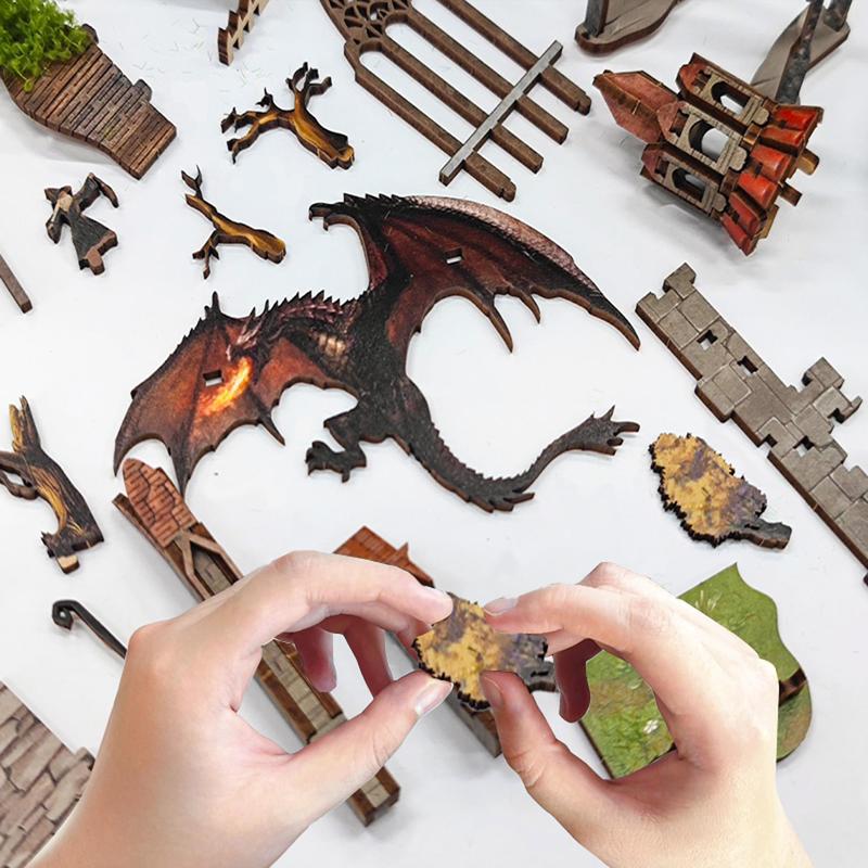 Wizarding World Wooden Puzzle, 3D Wooden Puzzle, DIY Wooden Craft Kit, DIY House Assembly Kit, Desktop Ornament for Home Office