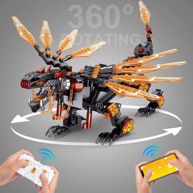 STEM Project Dragon Building Toys (521Pcs), Educational Birthday Gift Idea for Kids Boys Girls 8-12, Remote Control & App Programmable Building Kit