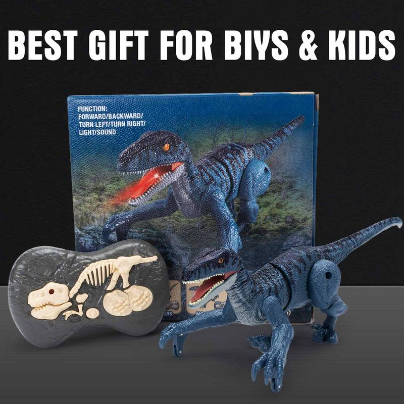 Remote Control Dinosaur Toys  for Kids, Electronic RC Dinosaur Walking Robot Toy with Light & Realistic Roaring Sound Velociraptor