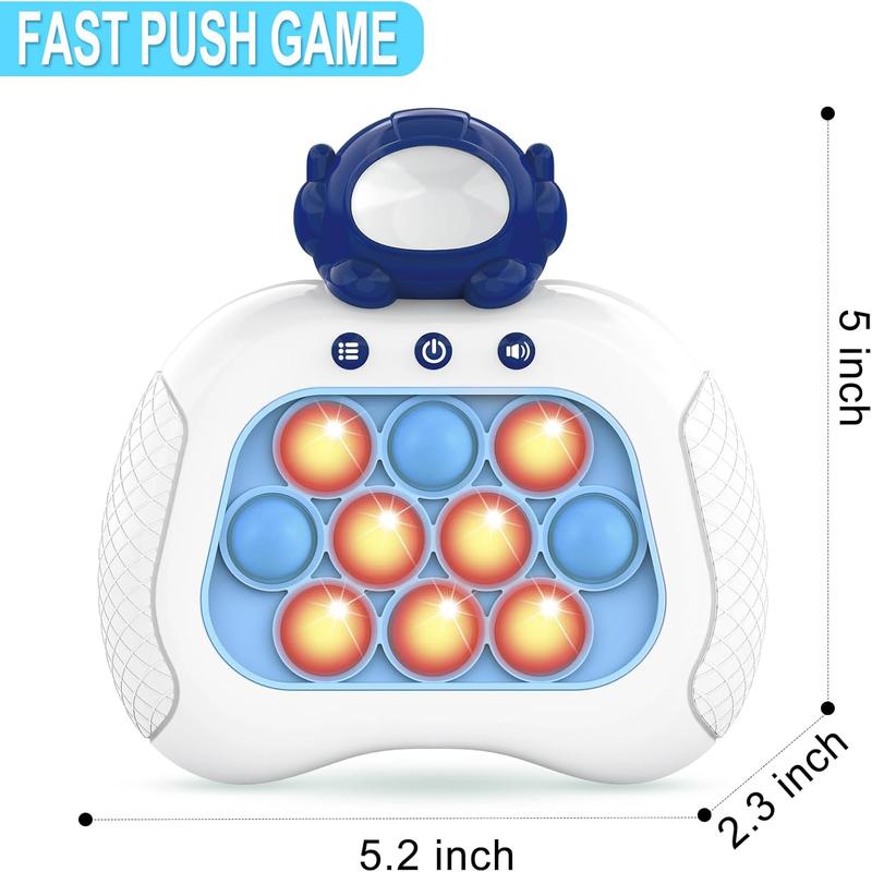 Quick Push Bubble Game,Popping Game Light up Pop Fidget Toy for Kids,Fast Push Console Game for Ages 3-12 for Boys and Girls,Handheld Puzzle Game Sensory Toys (Astronaut)