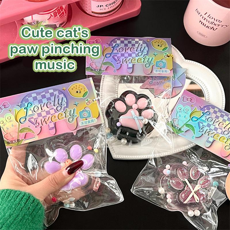 Cartoon  Cat Claw Squeeze Pinching Transparent Toy Cute Cat Paw Slow Rebound Decompression Toy Kids Stress Release Vent Toy