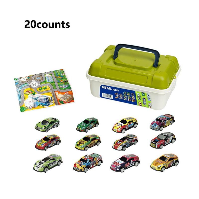 1 Set Alloy Car Toy with Storage Box, Including Sports Car, Off-road Car, Rebound Car, Mixed Style Car Model Toy, Model & Toy Vehicles For Kids