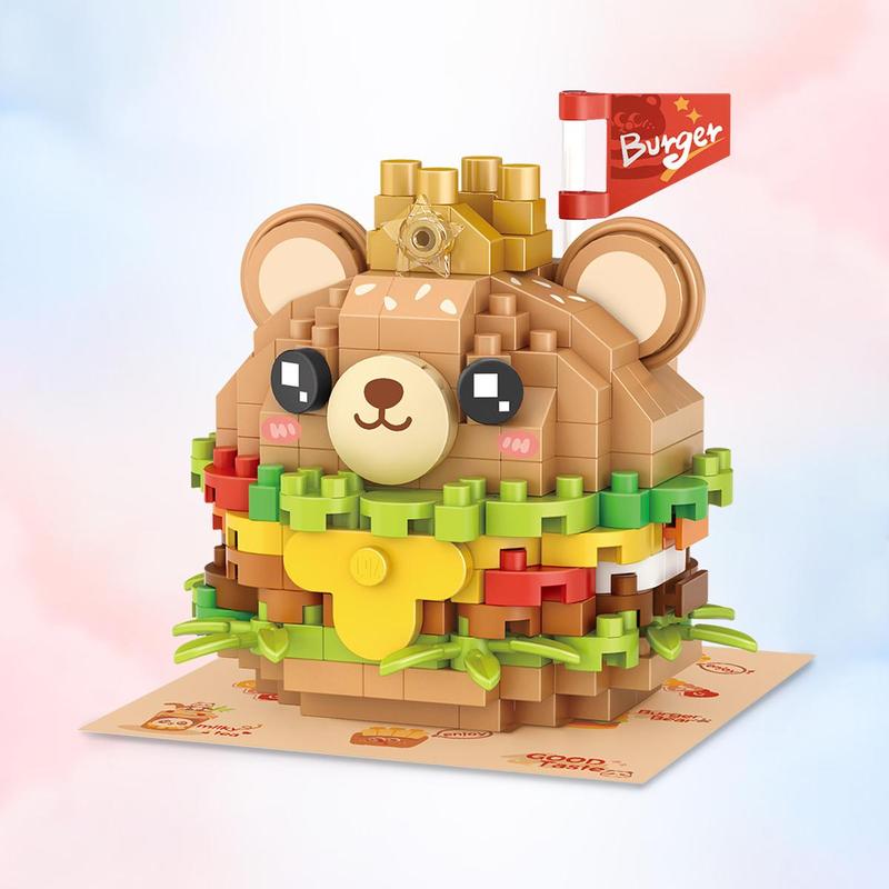 Bear Burger Design Building Block, Children's DIY Crafting Project, Creative And Cute Home Decoration