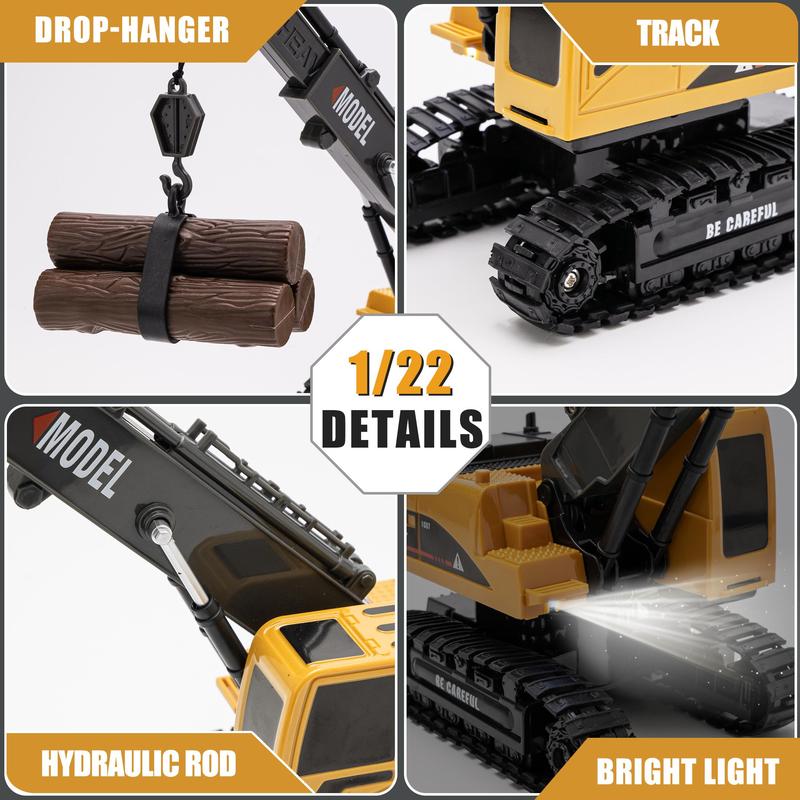 Remote Control Construction Vehicle Toy Set, 1 Set Crane & Truck Toy with Scene Accessories, Creative Car Toy for Birthday Gifts