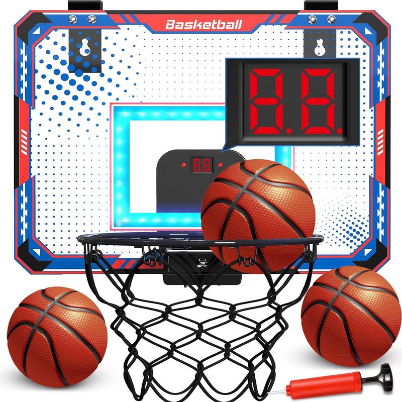 Basketball Hoop Indoor for 5 6 7 8 9 10+ Year Old Boys Kids, Mini Basketball Hoop with Electronic Scoreboard Over The Door, Sport Toys Birthday Gift