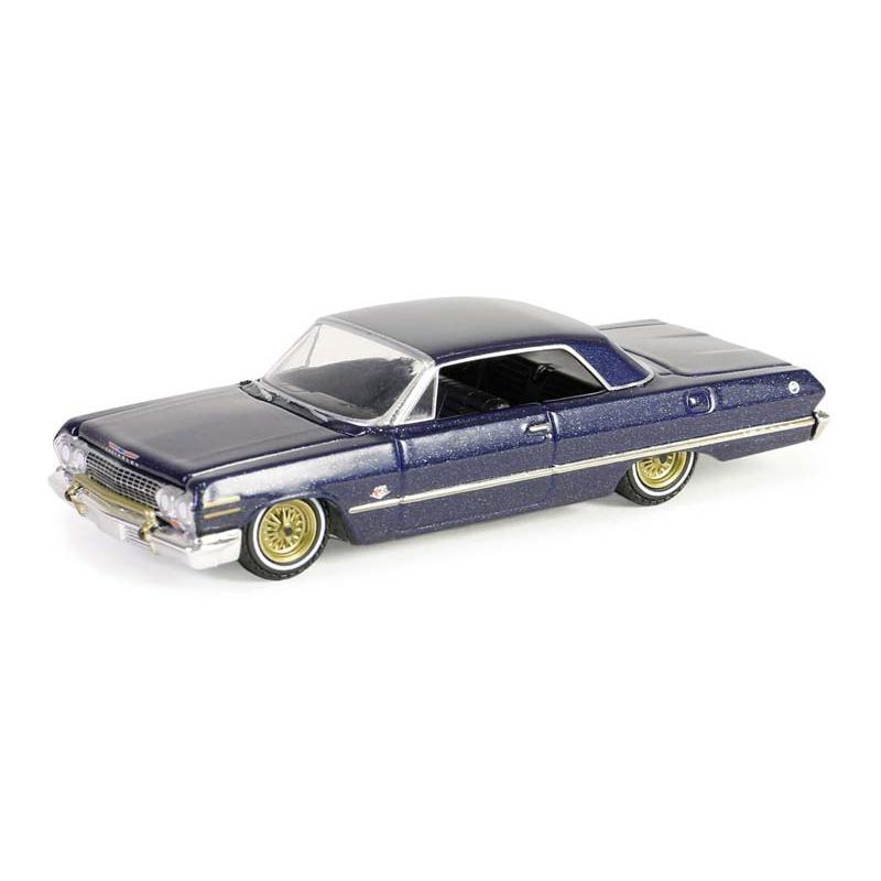 1963 Chevrolet Impala – Dark Blue and Gold (California Lowriders Series 5) Diecast 1:64 Scale Model - Greenlight 63060C