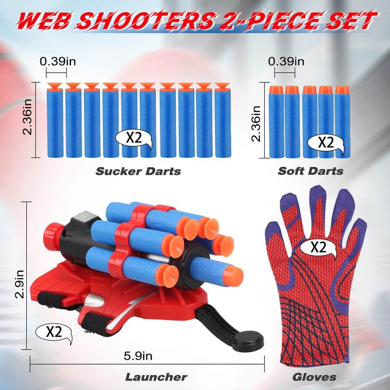 Web Shooters Toy 2 Pack,Web Slinger Toys with Spider Glove Launcher,Toys for Young Men Women's Christmas Gift, Halloween Present, Black Friday Gifts,Fun Toy