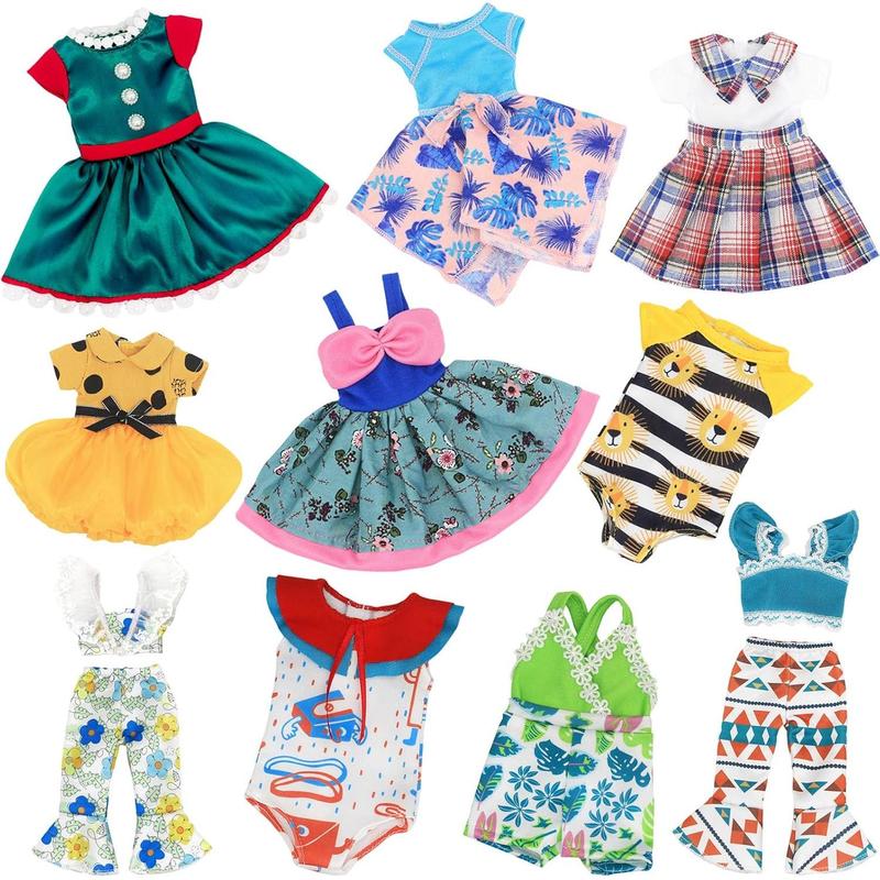 SOTOGO 10 Sets American Wellie Doll Clothes Outfits Dresses Pajamas Swimsuit, Girl Wishers Doll Clothes Fit for 14 to 14.5 Inch Dolls