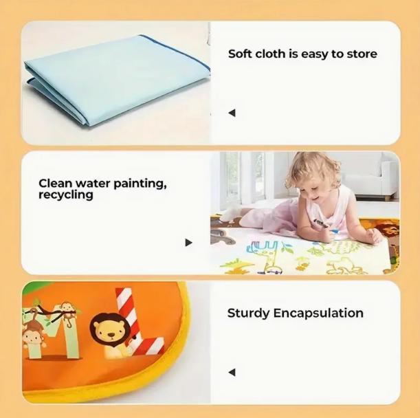 Reusable Magic Doodle Mat and Water Drawing Canvas - Mess-Free Art Painting Play for 3-8 Years, Washable Drawing Board with Alphabet and Numbers, Portable Creative Toy