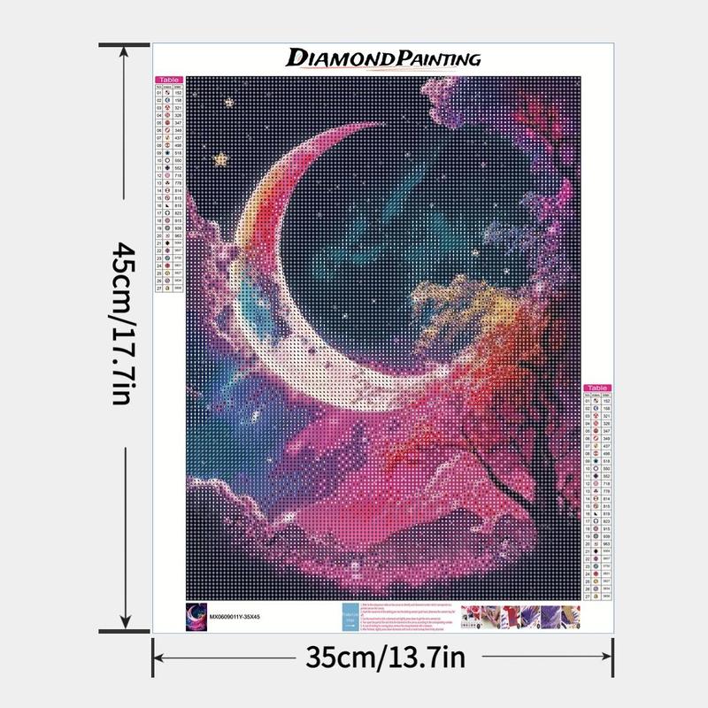 Moon & Tree Pattern DIY Diamond Painting Without Frame, 1 Count DIY Decorative Art Picture for Beginner, DIY Home Decor