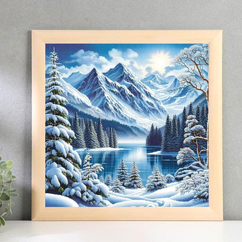 Snowy Mountain Pattern DIY Diamond Arts Colorful Painting Kit without Frame, DIY 5D Diamond Arts Colorful Painting Kit, Wall Art Decor for Home