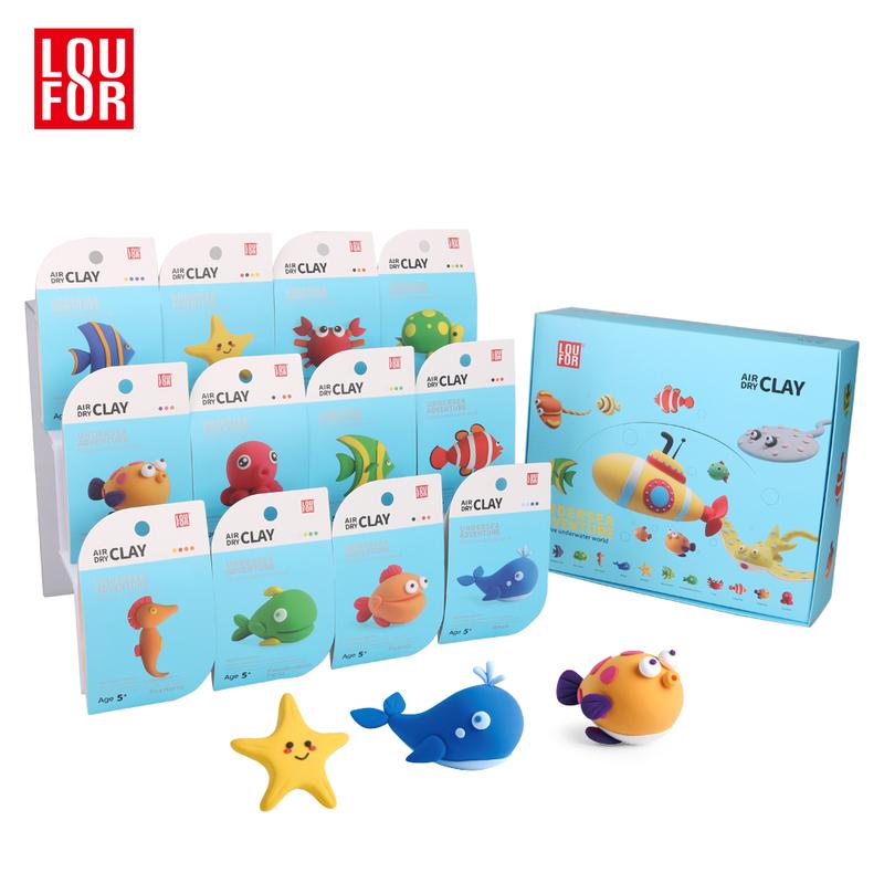 DIY Air Clay Craft Kit - Cute Sea Animals - 12 Boxes of Soft and Ultra Light Clay for Kids, Safe and Non-Toxic with Guided Tutorials