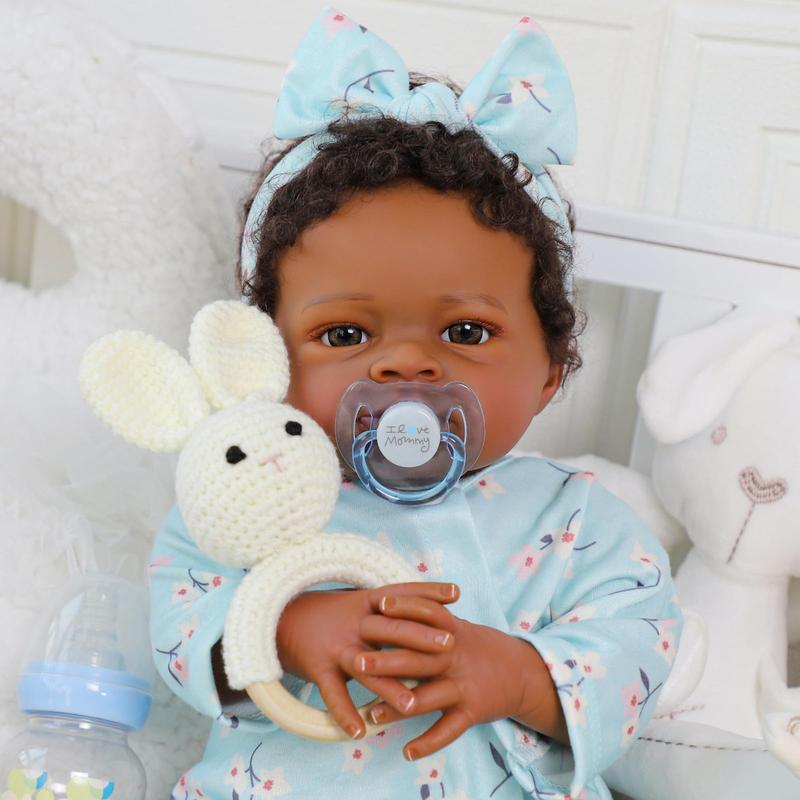 Wooroy Realistic Baby Doll - Birthday Gift, Kids Gift, Girl Gift, Big Sister Gift, Christmas Gift, Brown Skin, Lifelike Reborn Baby Dolls Black Girl- 20-Inch Realistic Newborn Real Life Baby Dolls with Clothes Gift for Kids Age 3+