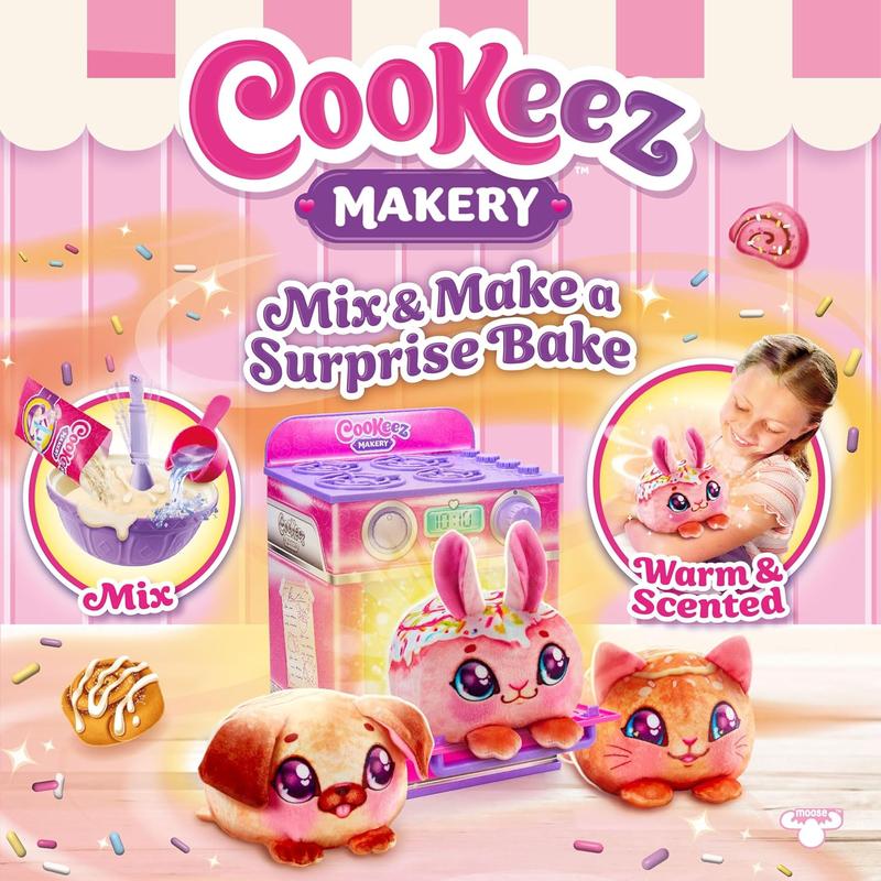 COOKEEZ MAKERY Cinnamon Treatz Oven. Mix & Make a Plush Best Friend! Place Your Dough in The Oven and Be Amazed When A Warm, Scented, Interactive, Friend Comes Out! Which Will You Make?