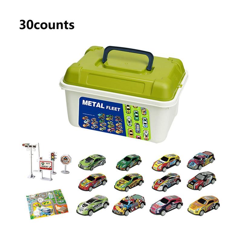 1 Set Alloy Car Toy with Storage Box, Including Sports Car, Off-road Car, Rebound Car, Mixed Style Car Model Toy, Model & Toy Vehicles For Kids