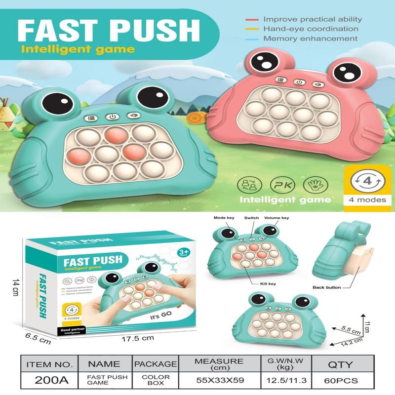 Green Frog Quick Push Console with Instant Sound Feedback Handheld Fast Speed Pushing Game Pop The Target Interactive Educational Sensory Fidget Toy