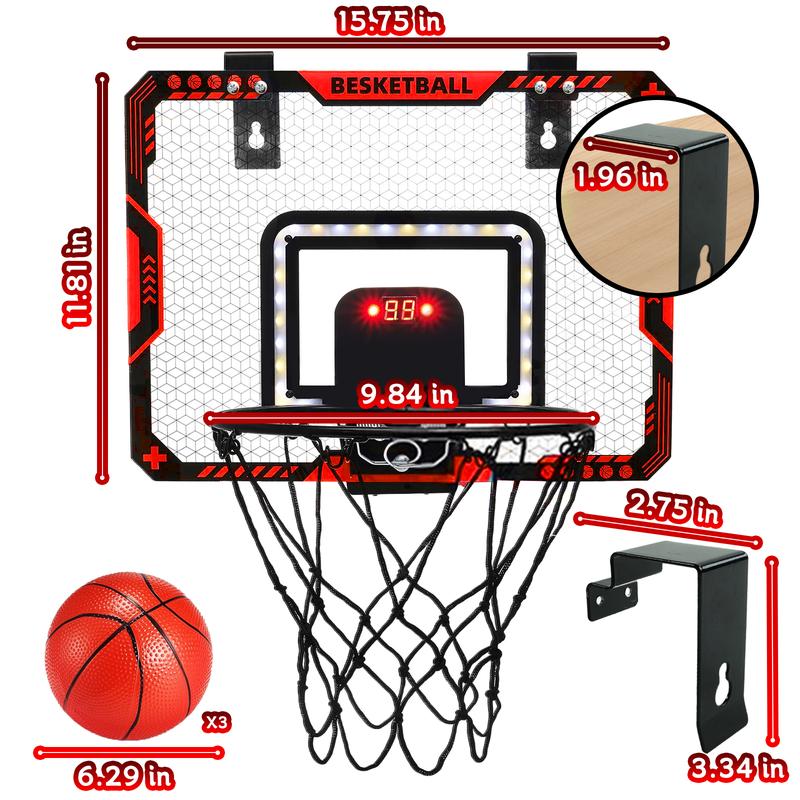 Mini Basketball Hoop Indoor - Electronic Scoreboard & 3 Balls, Great Basketball Toy