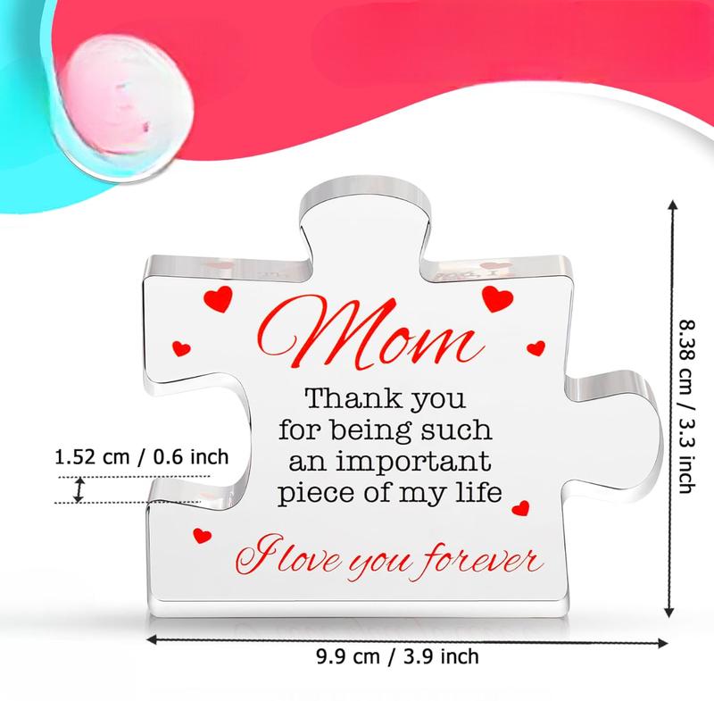 Engraved Acrylic Block Puzzle Mom Present - Gifts for Mom - 4.1 x 3.5 inch