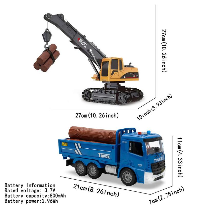 Remote Control Construction Vehicle Toy Set, 1 Set Crane & Truck Toy with Scene Accessories, Creative Car Toy for Birthday Gifts