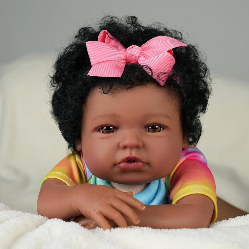 BABESIDE Lifelike Reborn Baby Dolls Black Girl - 20 Inch Cloth Body Brown Eyes - Realistic Newborn Real Life Baby Dolls with Clothes Accessories - Gift for Kids Age 3+