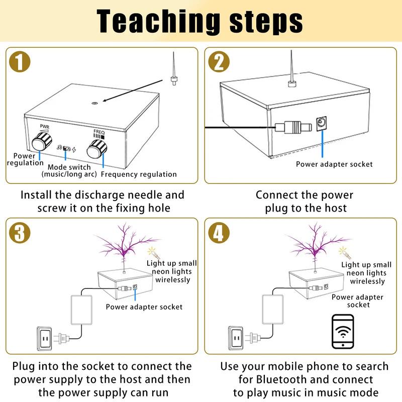 Tesla Coil Music Box Bluetooth Connection Music Coil Touchable Artificial Spark Gap Arc Generator Desktop Toy Gift For Kids ﻿