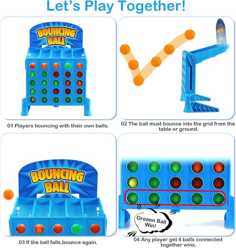 Bounce Balls Shots Game, Connect Four Jumping Ball Game, 4 In a Row Ball Bounce Game, Bounce Ball Game Family Party Games, Funny Ball Tabletop Game Toys for Adults and Kids