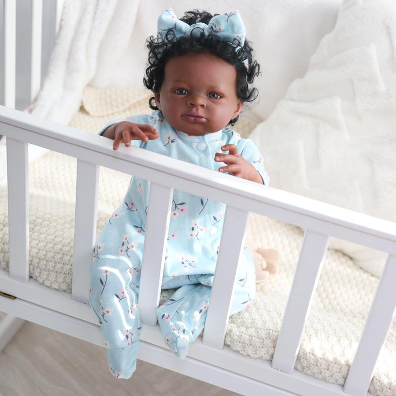 Wooroy Realistic Baby Doll - Birthday Gift, Kids Gift, Girl Gift, Big Sister Gift, Christmas Gift, Brown Skin, Lifelike Reborn Baby Dolls Black Girl- 20-Inch Realistic Newborn Real Life Baby Dolls with Clothes Gift for Kids Age 3+