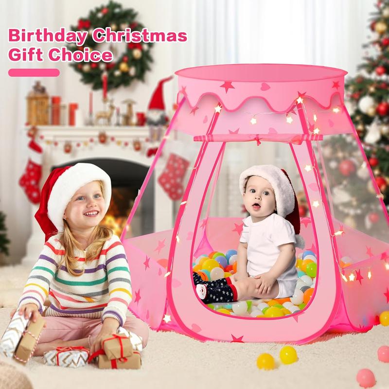 New 2024 Christmas Pop Up Princess Play Tent with Star Lights - Birthday , Christmas Gift