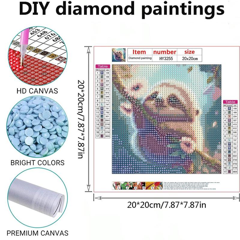 Cute Cartoon Sloth Pattern Diamond Painting Kit without Frame, DIY 5D Diamond Painting by Numbers Kit, Wall Art Decoration For Home Living Room Bedroom