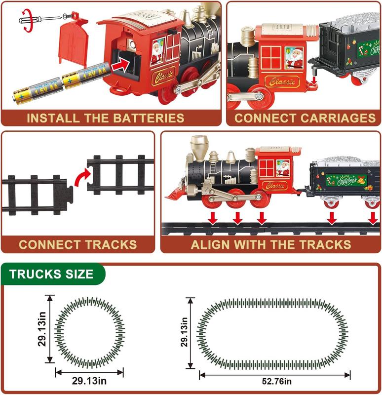 Train Set, Christmas Train Set for Around The Tree w Lights & Xmas Sounds, Christmas Tree Train Toys, Electric Toy Train Set for Boys, Toddler Model Train Gifts for 3 4 5 6 7 8+ Years Old Kids