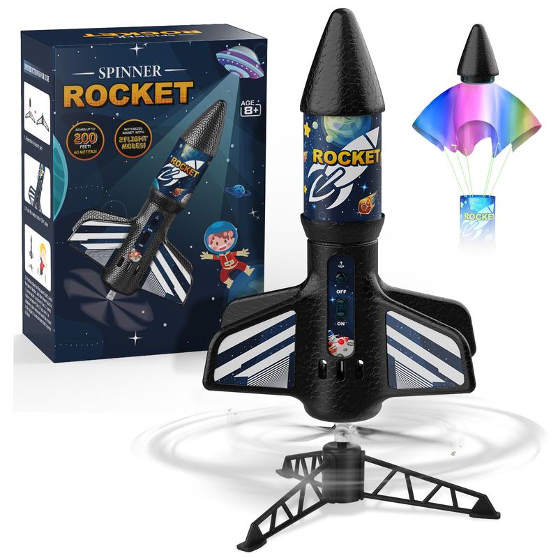 Rocket Launcher for Kids, Self Launching Motorized Air Rocket Toy, Outdoor Toys for Ages 8-12, Model Rockets with Parachute Safely Land, Launch up to 200 ft Birthday Gifts for Boys Girls