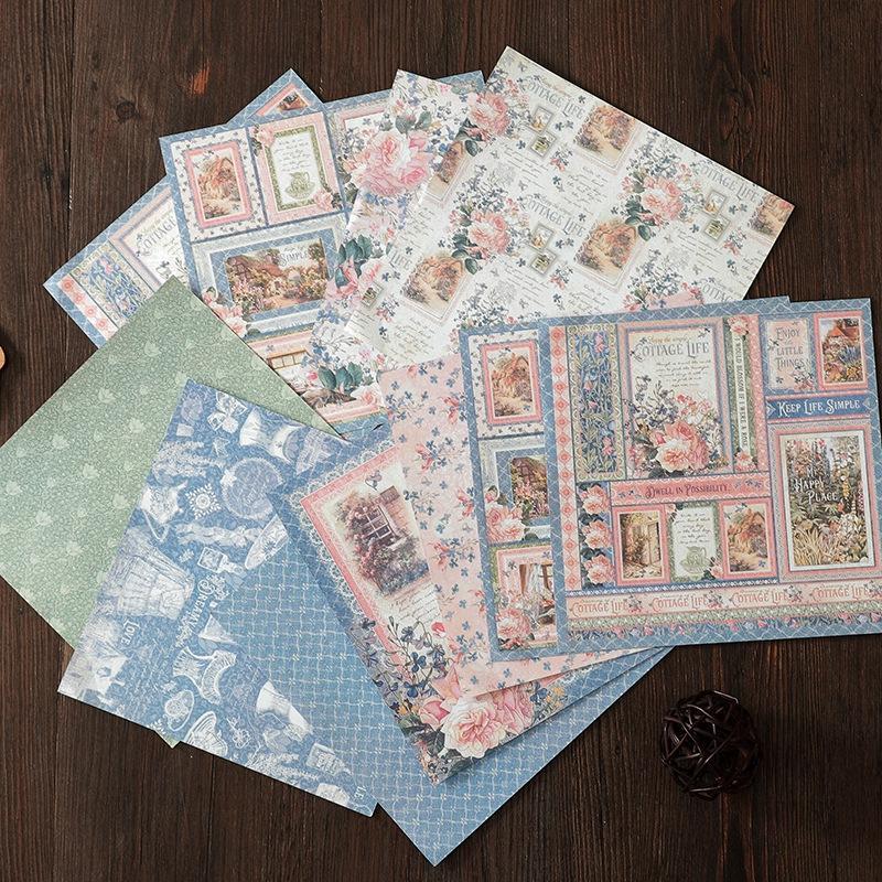 10pcs Mixed Pattern Material Paper, Vintage Multi-purpose Decorative Craft Paper For DIY Craft