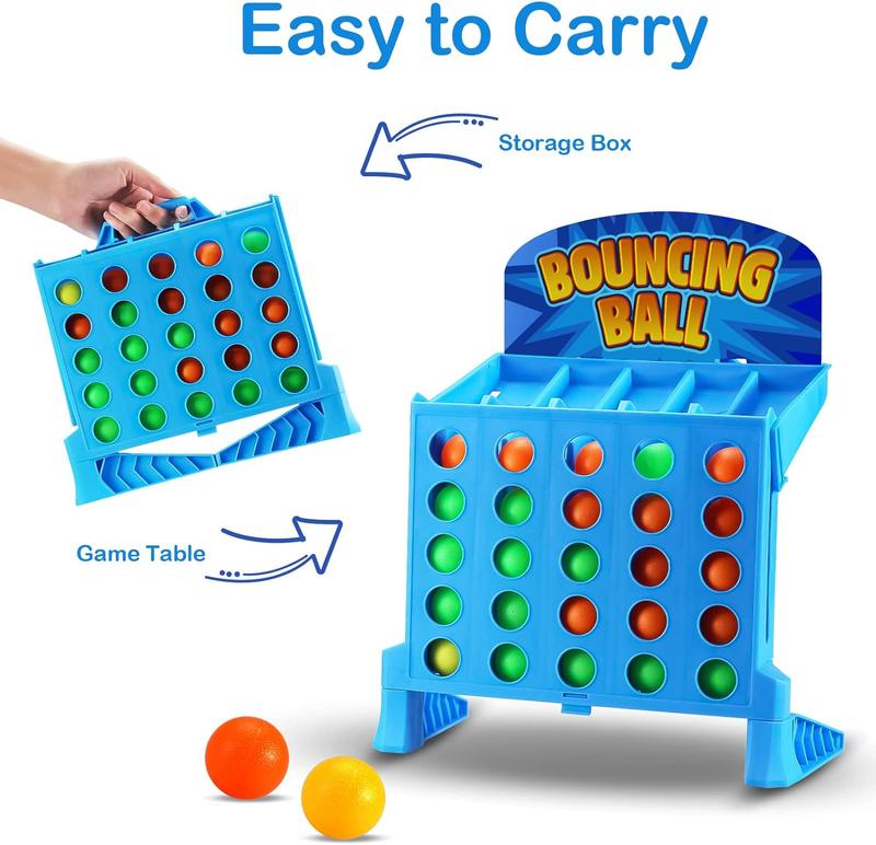 Bounce Balls Shots Game, Connect Four Jumping Ball Game, 4 In a Row Ball Bounce Game, Bounce Ball Game Family Party Games, Funny Ball Tabletop Game Toys for Adults and Kids