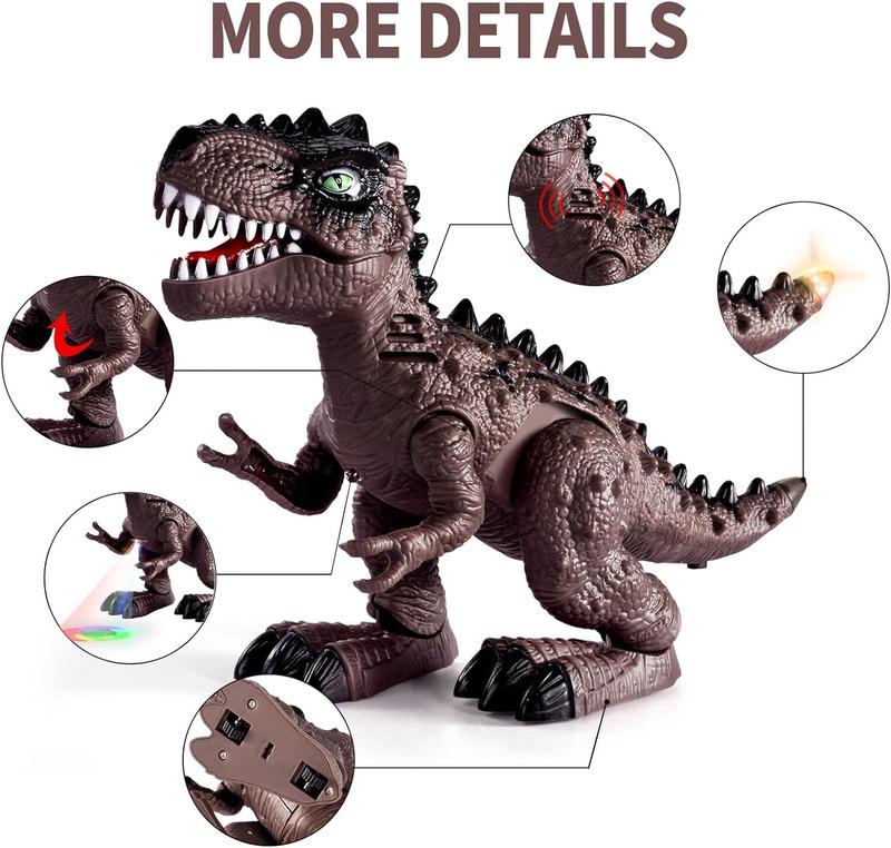 3-Pack Electric Walking Dinosaur Toys with Roaring Sounds and Lights, Realistic Robot T-Rex, Brachiosaurus, Stegosaurus Dinosaur Figures