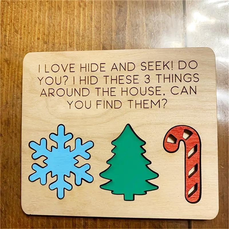 Christmas Hide and Seek Game, 1 Count Wooden Hide and Seek Game, Perfect for Holiday Party Gifts, Party Activities Supplies