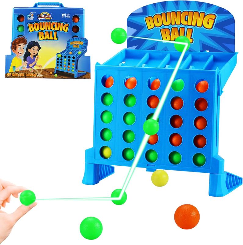 Bounce Balls Shots Game, Connect Four Jumping Ball Game, 4 In a Row Ball Bounce Game, Bounce Ball Game Family Party Games, Funny Ball Tabletop Game Toys for Adults and Kids