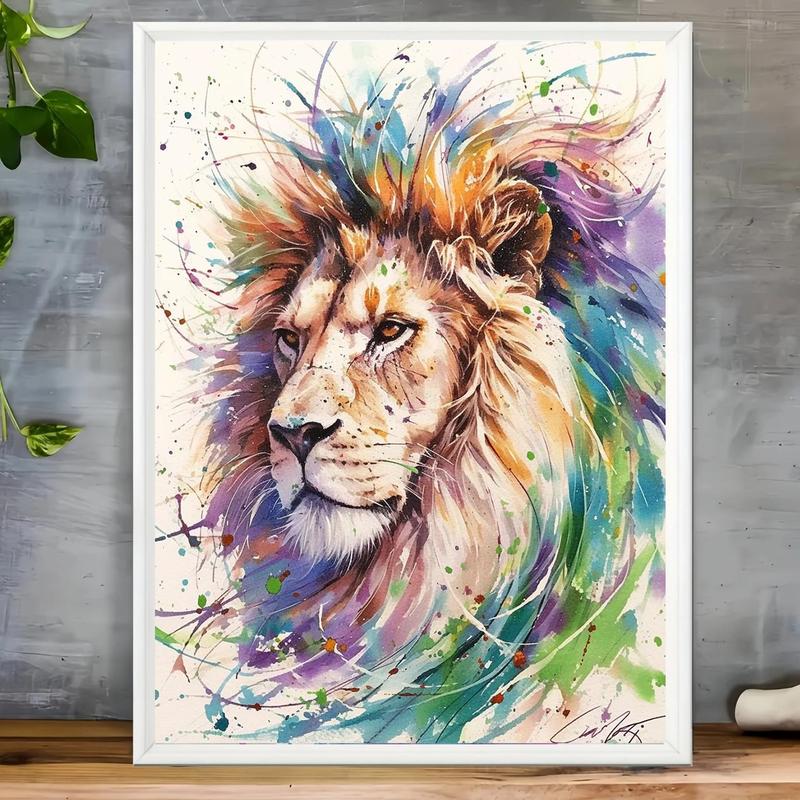 Lion Pattern DIY Diamond Arts Painting Without Frame, DIY Decorative Arts Picture For Beginner, Home Wall Craft Decoration