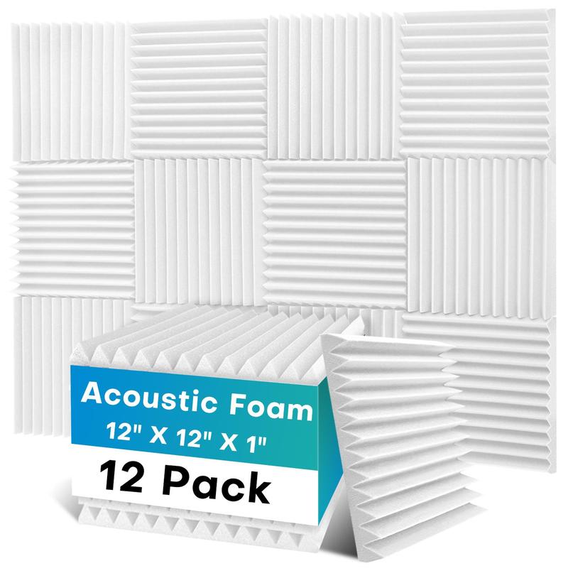 Acoustic Foam, 1 Set 12-groove High Density Noise Reduction Foam Panel, Studio Soundproofing Foam, Sound Absorption Panel for Game Room, Live Streaming Room