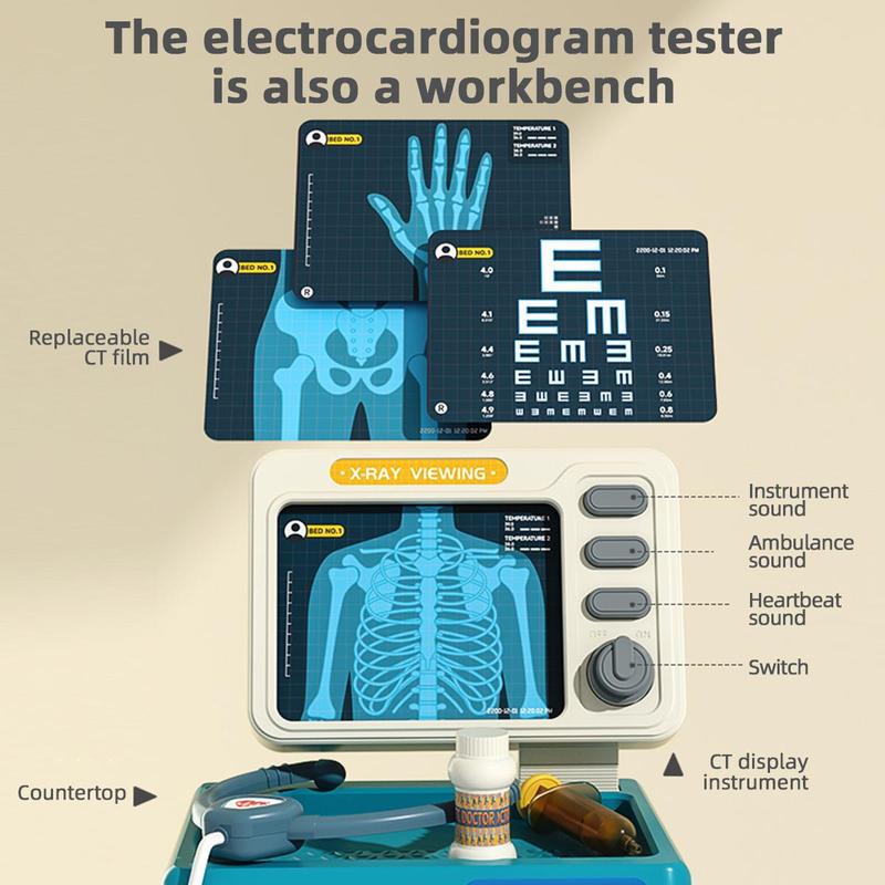 Doctor Pretend Play Toy, 1 Set Medical Handcart Toy with Accessories & Sound, Pretend Game Doctor Toy Birthday Gifts