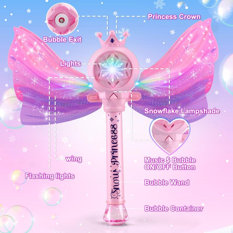 Christmas Bubble Wands for Kids Girls - LED Light & Music Bubble Machine, Outdoor Party Birthday Toys for Toddlers, Gift for Girls