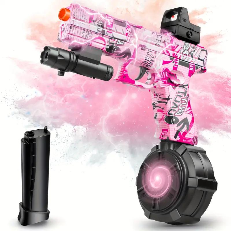 Gel Ball Blaster - Dual Mode Pistol with Drum, Manual & Automatic Shooting, Linked Effect, Ages 14+ Halloween and Christmas Gift Idea