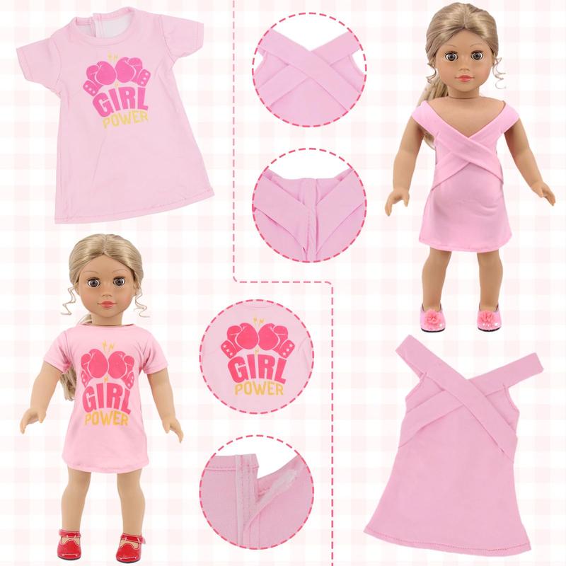 10 Sets of Girl Doll Costumes & Accessories 18 Inch Girl Doll Costumes Including Dresses, Shorts, Swimwear (No Doll)